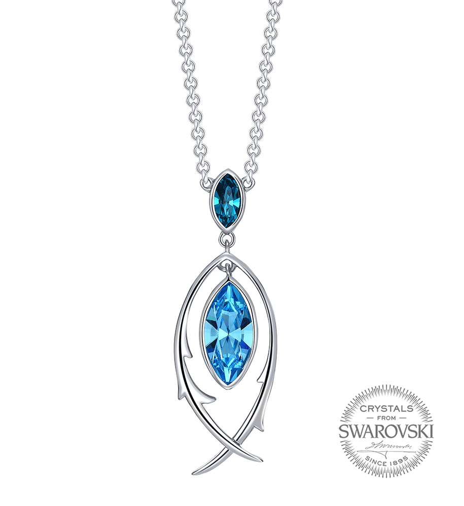Swarovski Taşlı Balık Kolye (Altın Kaplama) - N0519